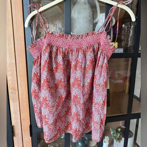 J. CREW x Liberty London Blouse top tank bows tie straps smocked floral print